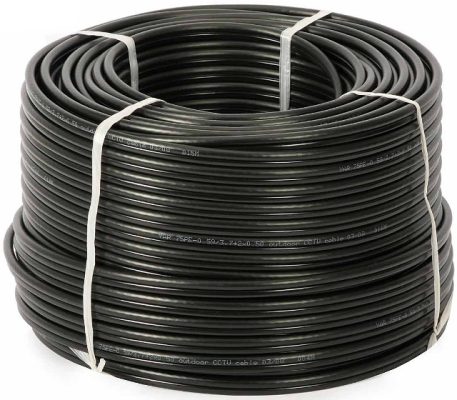 Przewód kabel koncentryczny z zasilaniem do CCTV CZARNY K60+2x0,5mm2 GETFORT 1m