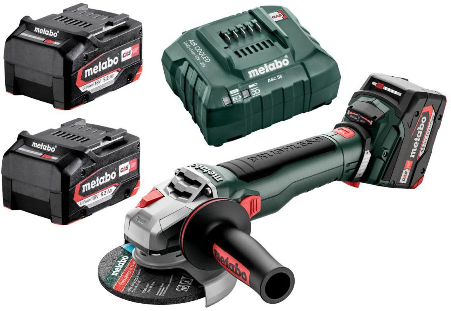 Akumulatorowa szlifierka kątowa Metabo WB 18 LT BL 11-125 Quick 2 x 5,2Ah ładowarka