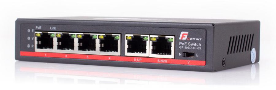 SWITCH POE GETFORT 4FE x POE + 2FE UPLINK 65W