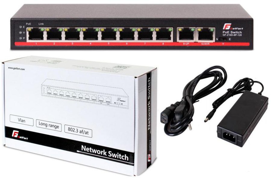 SWITCH POE GETFORT 8FE x POE + 2GE UPLINK 120W POE+