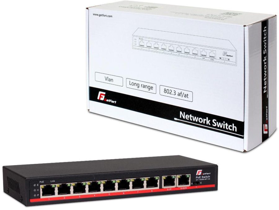 SWITCH POE GETFORT 8FE x POE + 2FE UPLINK WATCHDOG HI-POE 120W