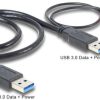 KABEL USB-A(M)+POWER USB-A(M)->USB-A(M) 3.0 0.6M CZARNY