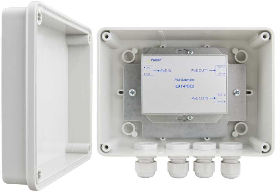 EXTENDER POE PULSAR EXT-POE2H W OBUDOWIE HERMETYCZNEJ DO 2 KAMER IP