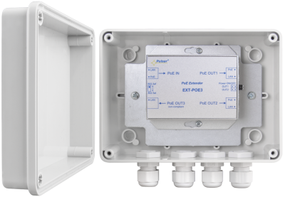 EXTENDER POE PULSAR EXT-POE3H W OBUDOWIE HERMETYCZNEJ DO 3 KAMER IP