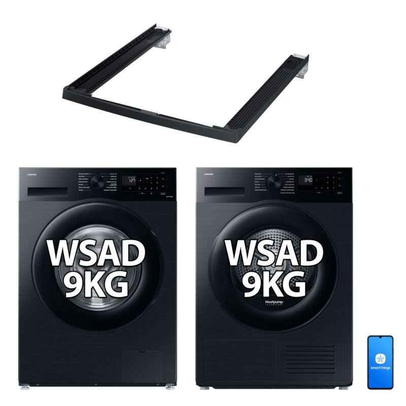 Wymiary suszarek do prania: ile miejsca potrzebuje suszarka i słupek? 7 Samsung WW90CGC04DAB + DV90DG52A0ABEO
